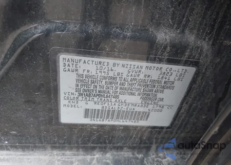 2017 Nissan Sentra Sv from USA, damaged, VIN 3N1AB7AP0HL647485